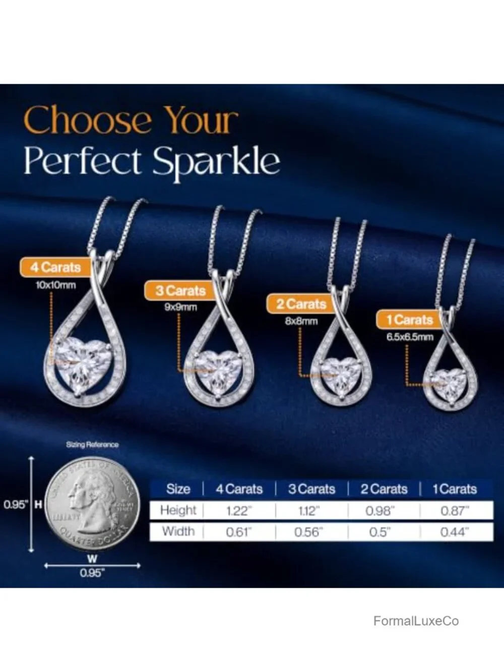 Moissanite Infinity Heart Pendant Necklace 925 Sterling Silver 1ct